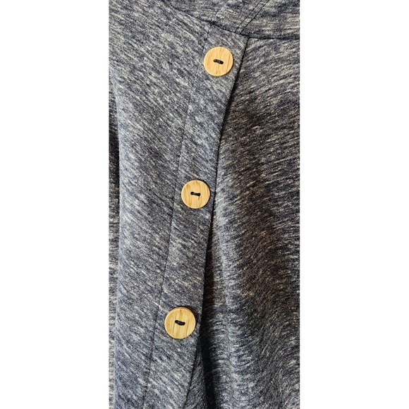 Betsey's Boutique Shop Blue Heather Button Cowl Neck Long Sleeve Top EUC - Picture 5 of 6